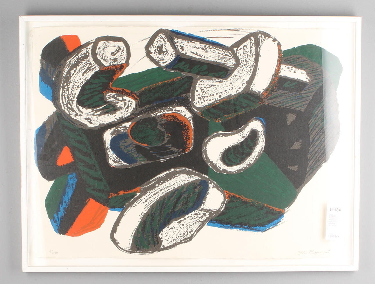 OLLE BONNIÉR. Komposition, färglitografi, signerad och numrerad 92/150.