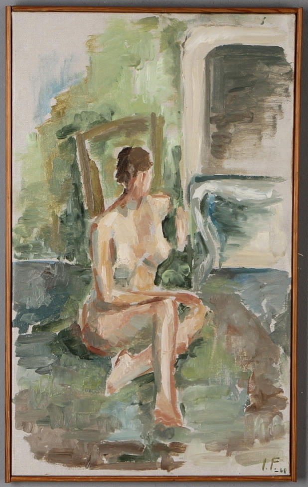 OKÄND KONSTNÄR. Kvinnostudie, olja på duk, signerad.