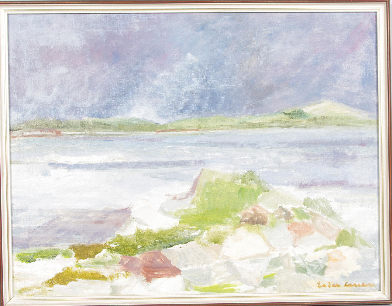 ESTER LARSSON. "Åskmoln över Ivö", olja på duk.