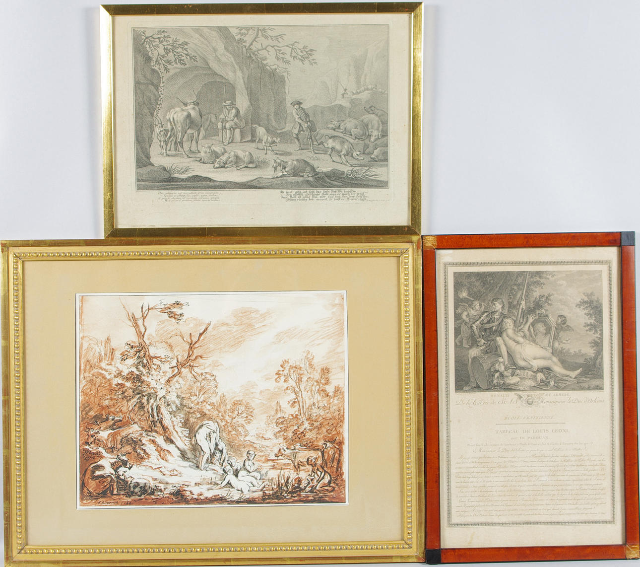 ÄLDRE TRYCK, 3 stycken, människor och djur i naturen.