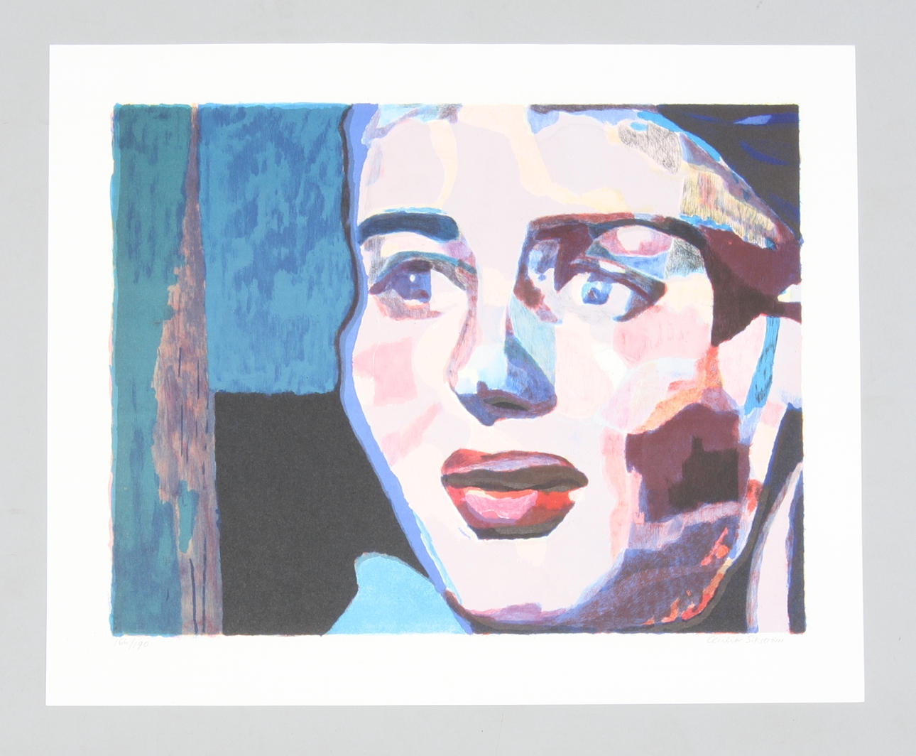 CECILIA SIKSTRÖM. Kvinnoporträtt, färglitografi, signerad och numrerad 166/190.