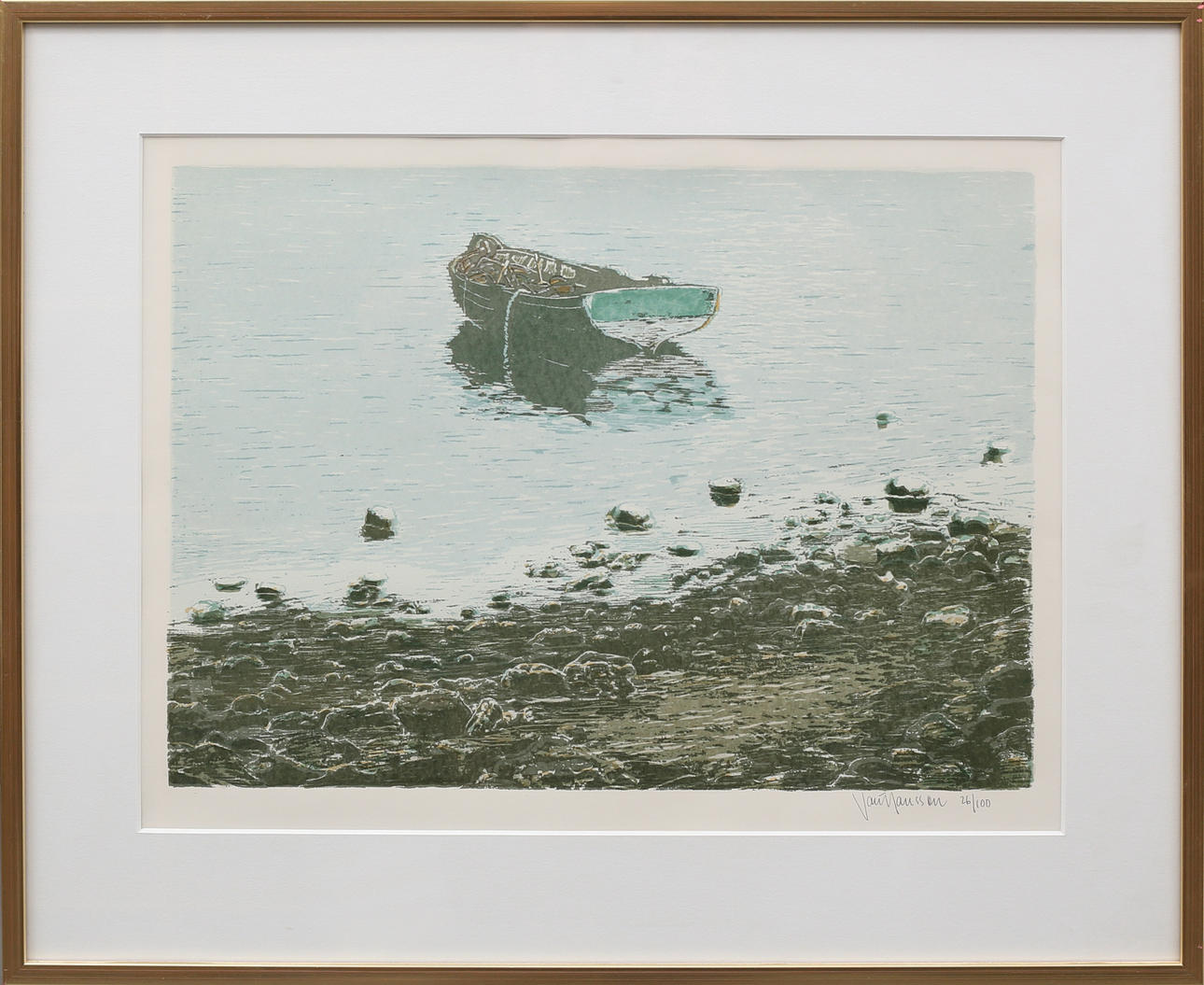 JAN HANSSON. Oak, lithograph, signed.