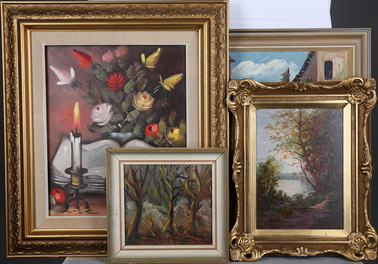 PARTI KONST, oljemålningar, 4 st.