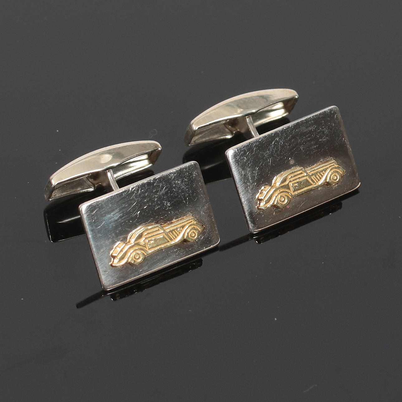 (1380) MANSCHETTENKNÖPFE, Sterlingsilber, "Auto", 2000er Jahre.