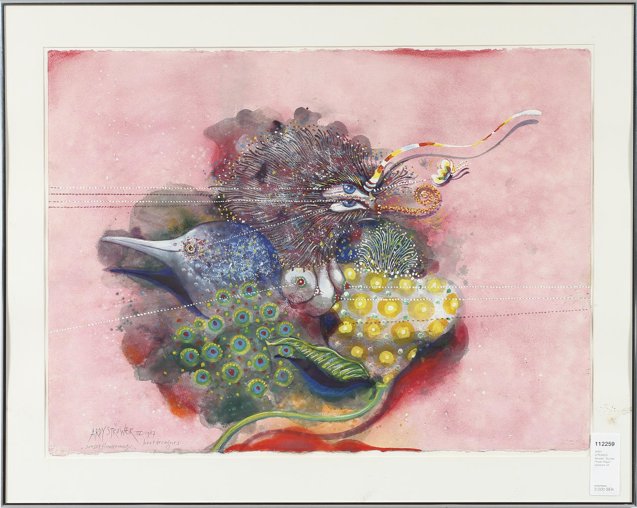 ARDY STRÜWER. Akvarell, "Sunset Flower Magic" signerad.