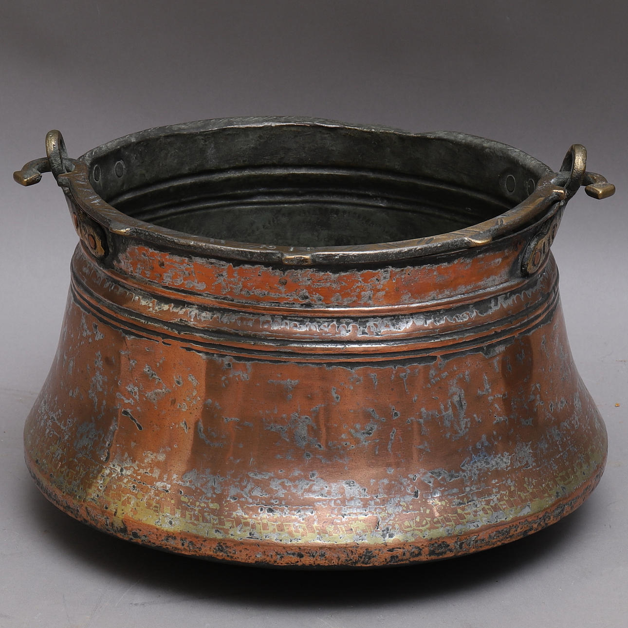 COPPER POT with brass HANDLE.