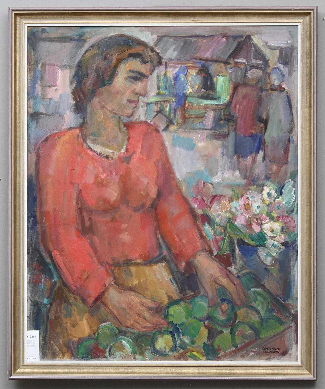 KARL ENOCK OHLSSON. "Torg". Olja på duk. Signerad och daterad -52.