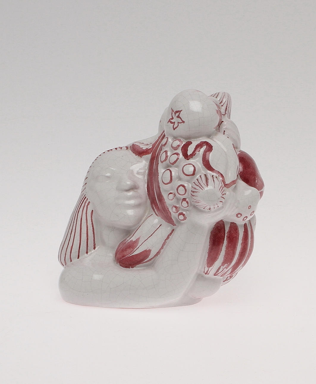 FIGURIN, keramik, Kvinna med frukter, Ursula Printz, Gustavsberg Studio, 1940-tal.