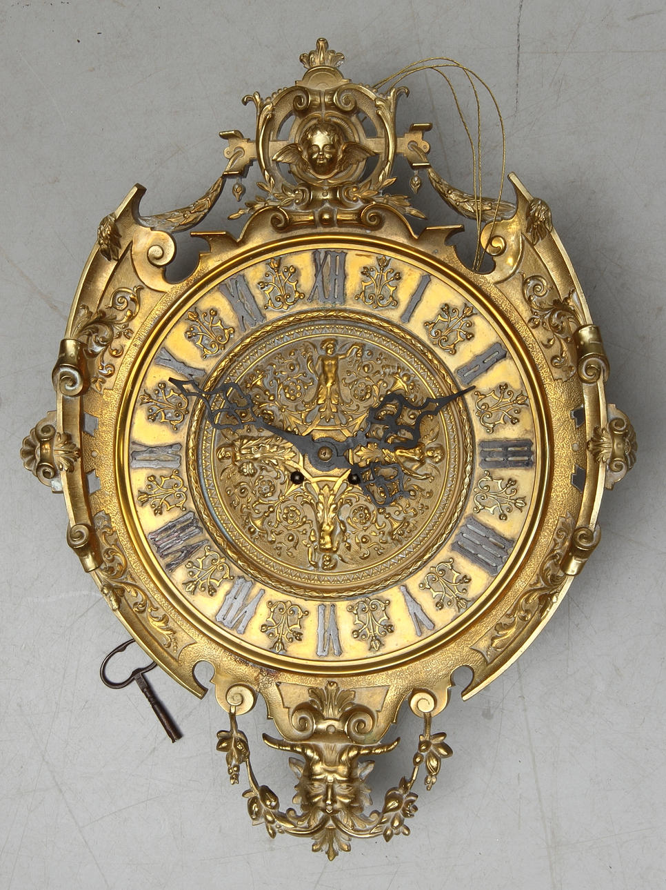 VÄGGUR, gulmetall, Gustav Becker, Freiburg, 1800-/1900-tal.