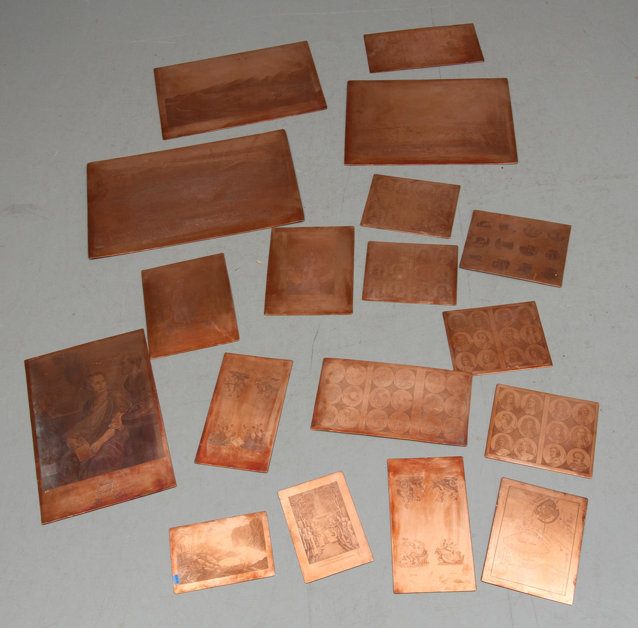 TRYCKPLÅTAR, 18 st, koppar.