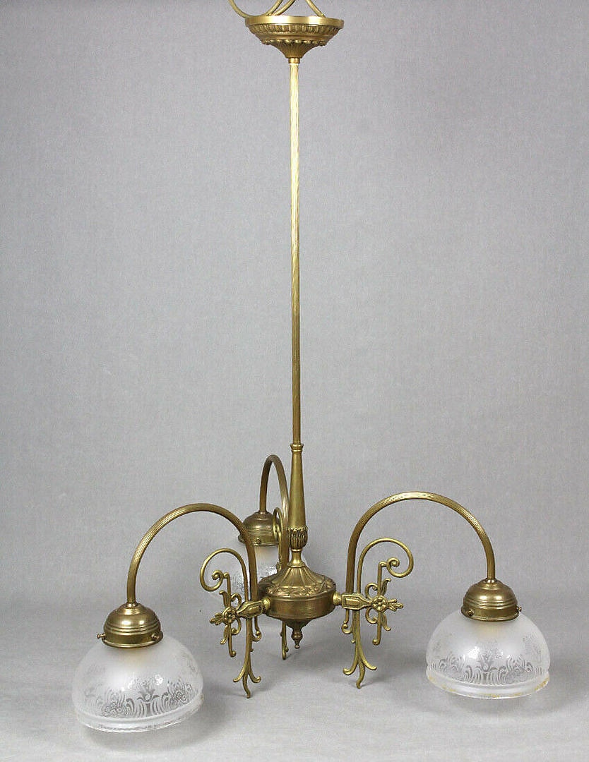 DECKENLEUCHTE IM JUGENDSTIL ORIGINAL BERLINER MESSINGLAMPE.