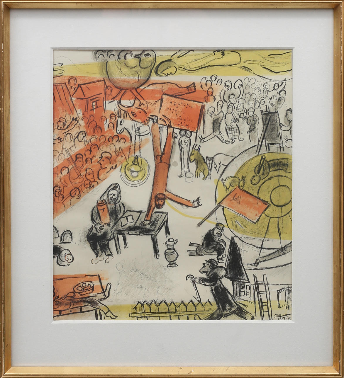 MARC CHAGALL. Lithographic print, signed in the print.