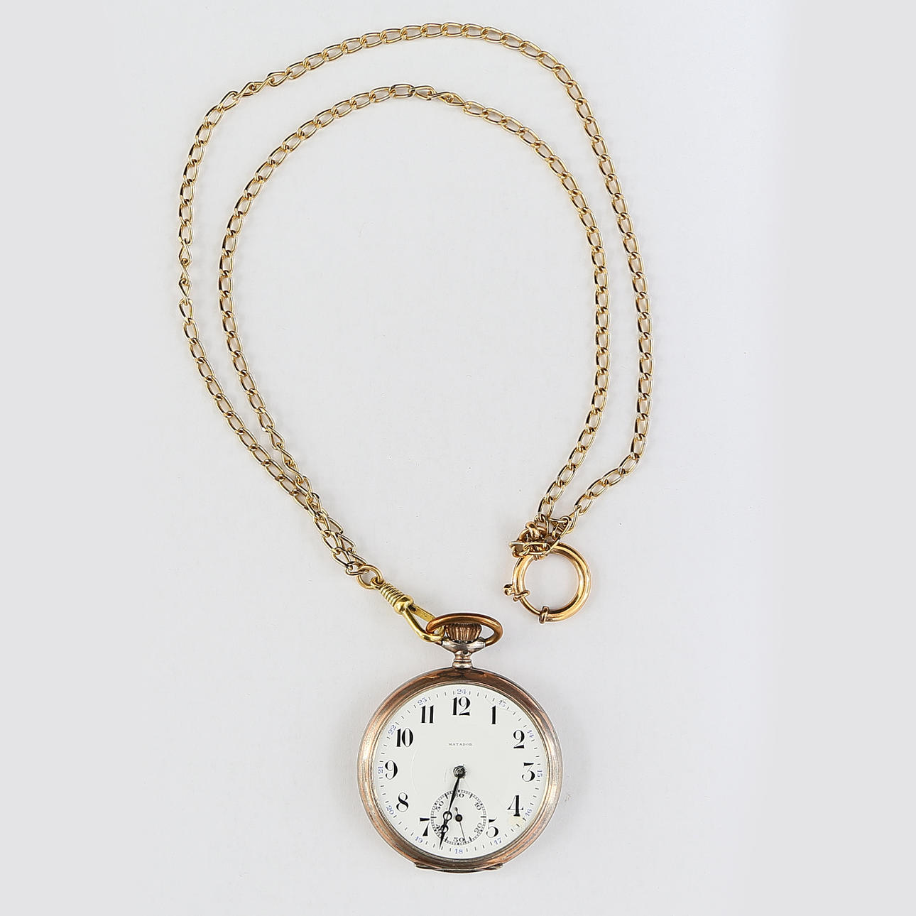 TASCHENUHR mit Kette, Silber.