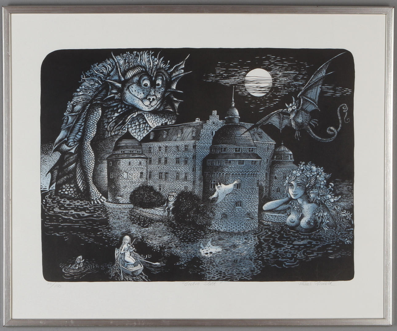 HANS ARNOLD. "Örebro slott", färglitografi, signerad och numrerad 39/150.