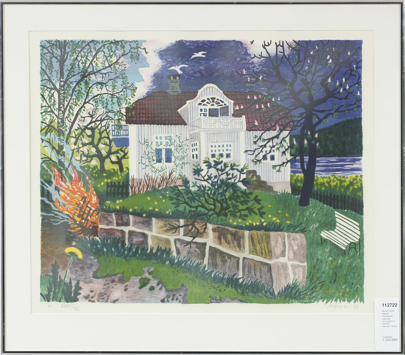 MONA HUSS WALLIN. Färglitografi, signerad, numrerad H.C. XXXV/XL, daterad -78.