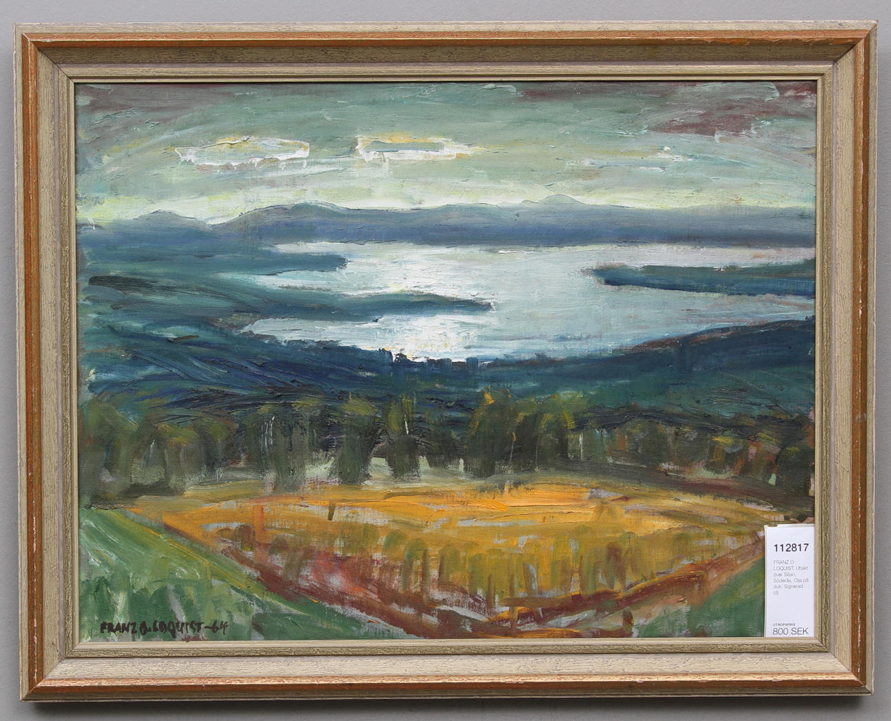 FRANZ O LOQUIST. Utsikt över Siljan, Söderås. Olja på duk. Signerad.