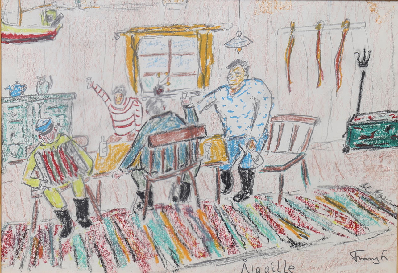 FRANS LUNDBERG. pastel, ''Ålagille'', signed.