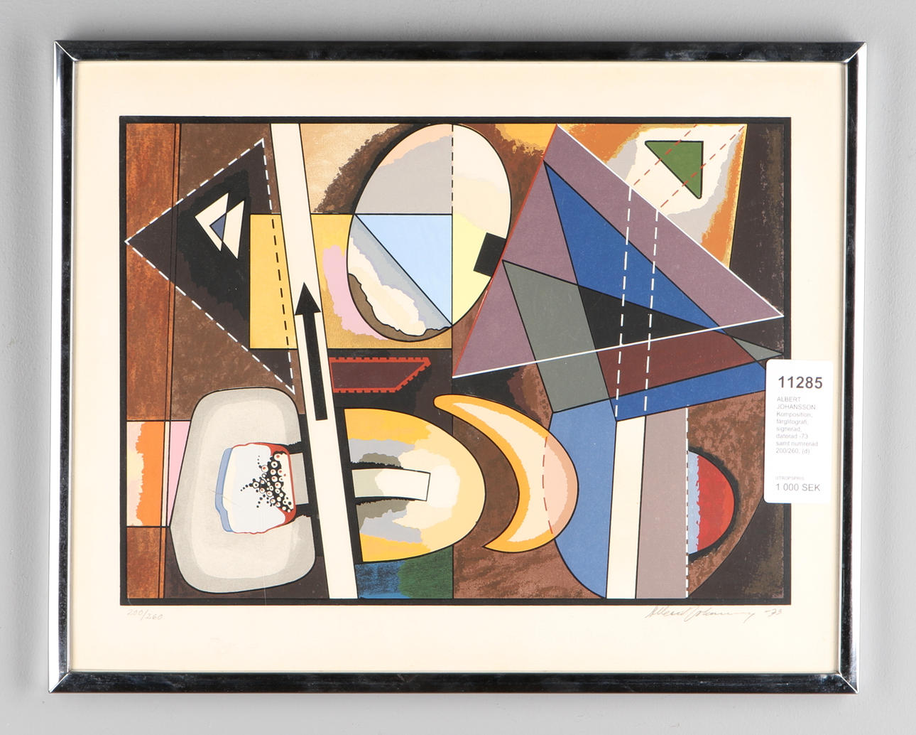 ALBERT JOHANSSON. Komposition, färglitografi, signerad, daterad -73 samt numrerad 200/260.