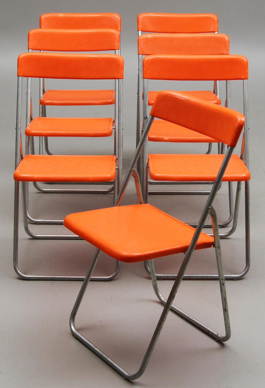 FÄLLSTOLAR, 7 st, plast och metall, "Chair No 1 Pop" Scancenter Tranås.