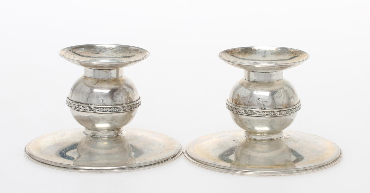 LJUSSTAKAR, 1 par, silver, Carlman, Stockholm. 1954.