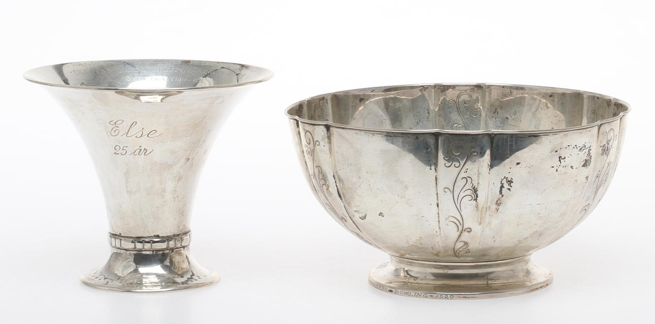 VAS, SKÅL, silver, GAB, 1900-tal.