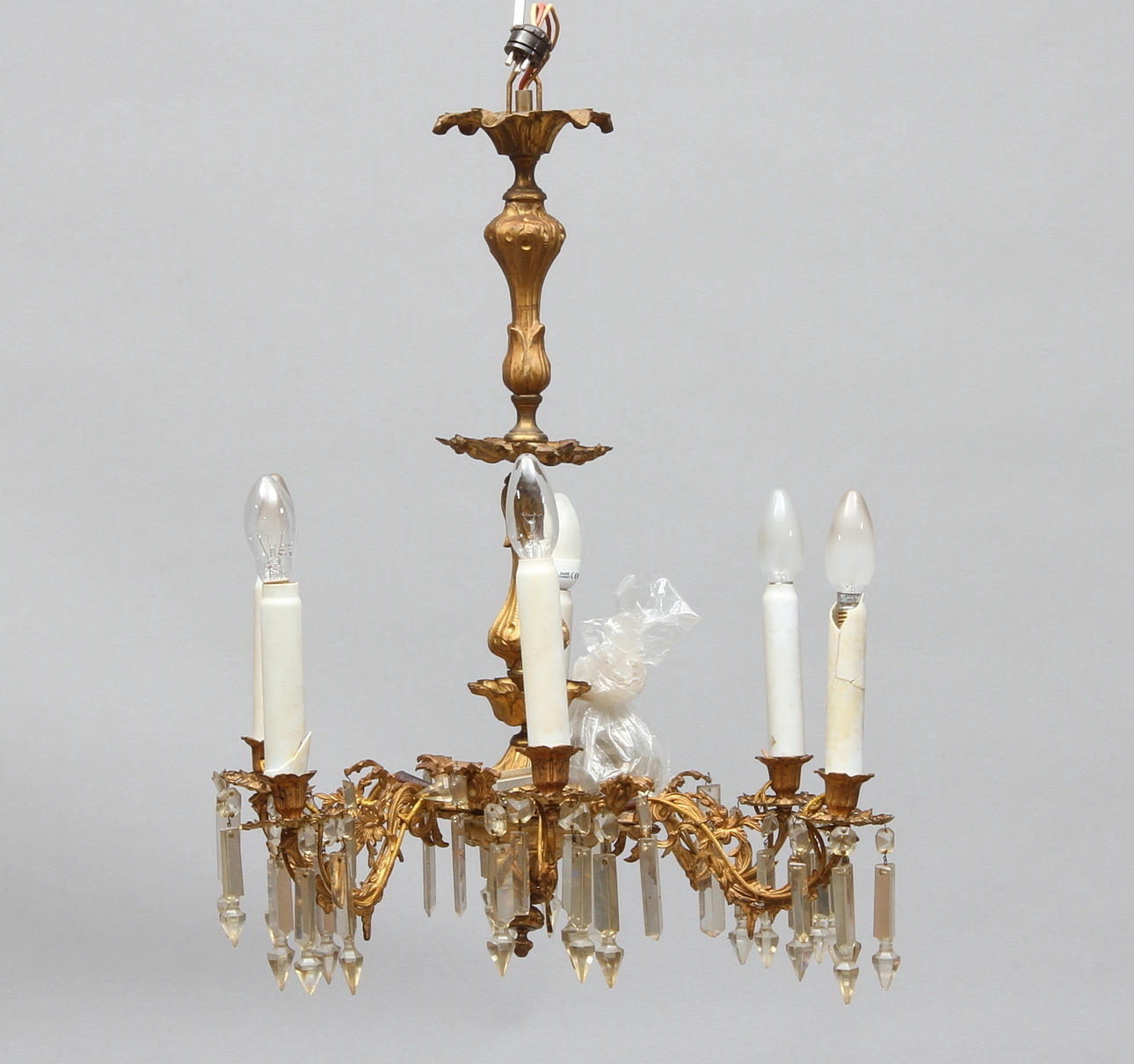 LJUSKRONA, Oscariansk, 1900-tal, sex ljusarmar.