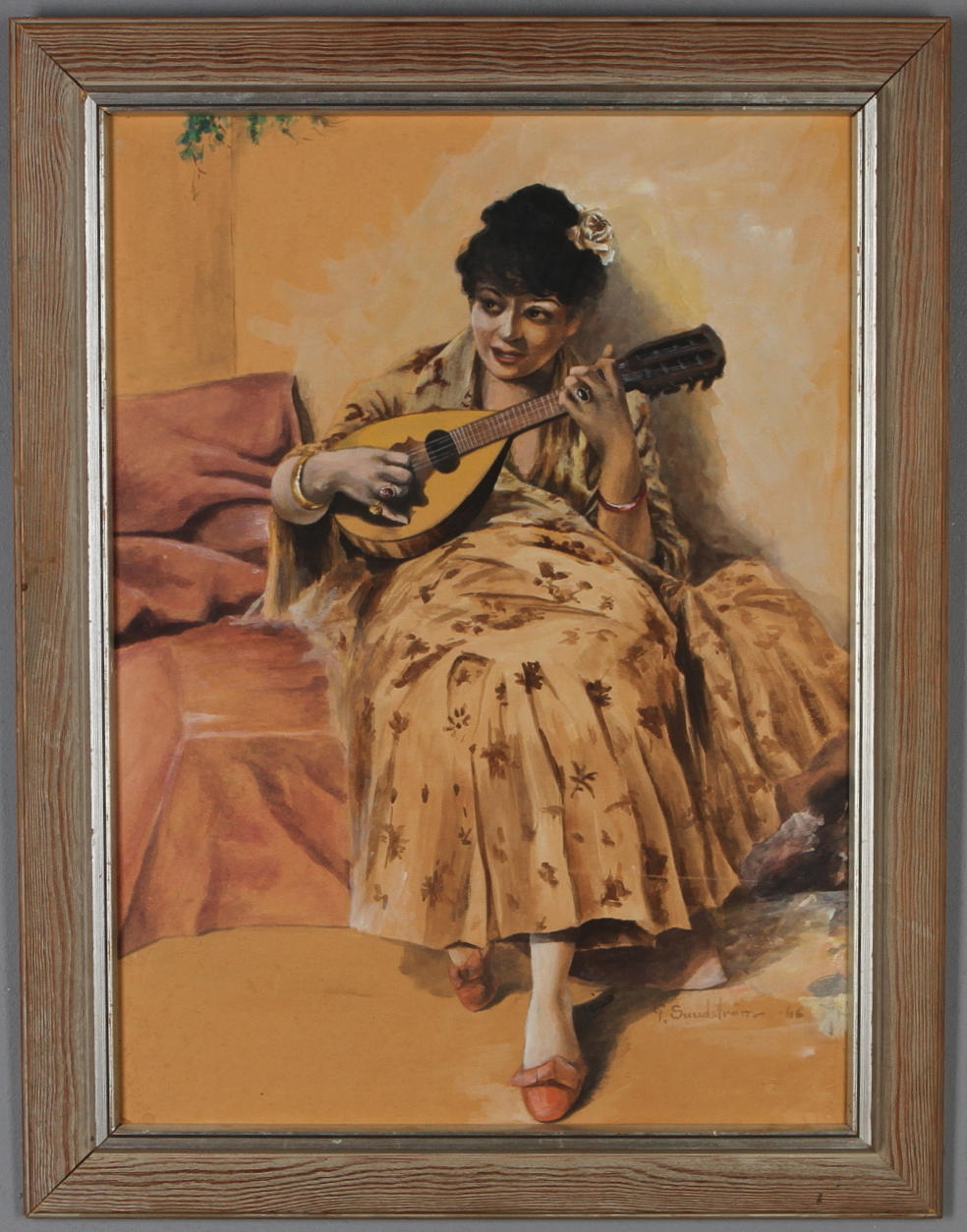 GÖSTA FRED EUGEN SUNDSTRÖM. Kvinna, blandteknik, signerad samt daterad -66.