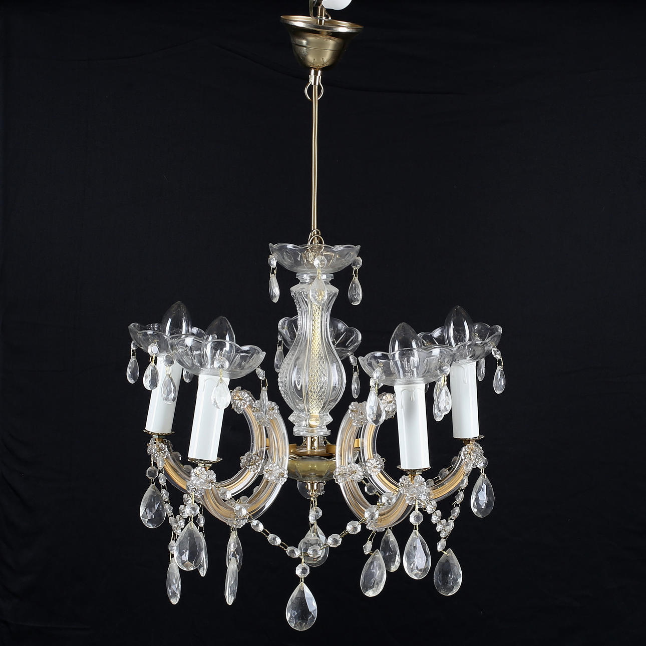 LJUSKRONA, mässing/glas, 1900-talets andra hälft.