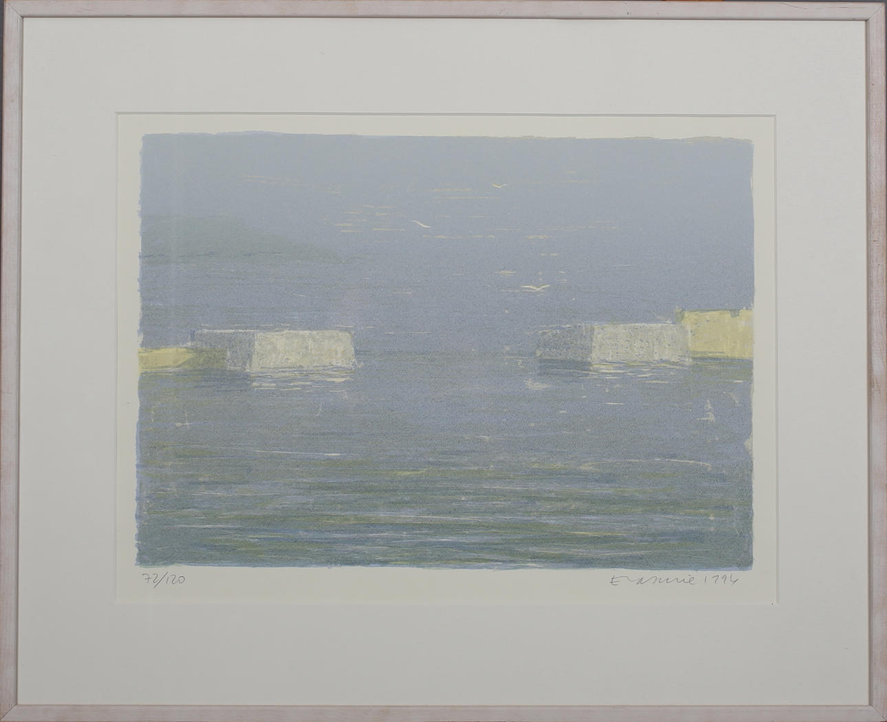 TORSTEN ERASMIE. Hamnen i Vik (Österlen). Färgserigrafi. Signerad Erasmie och daterad 1994. 72/120.