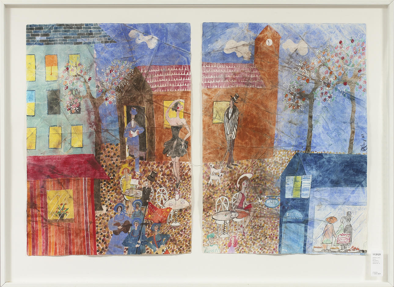 MARIKA LANG. Diptyk, Blandteknik, signerad och daterad 89.