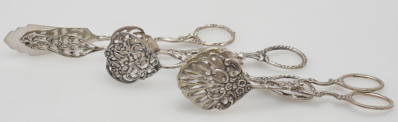 KAKTÄNGER, 3 st, silver, 1900-talets andra hälft.