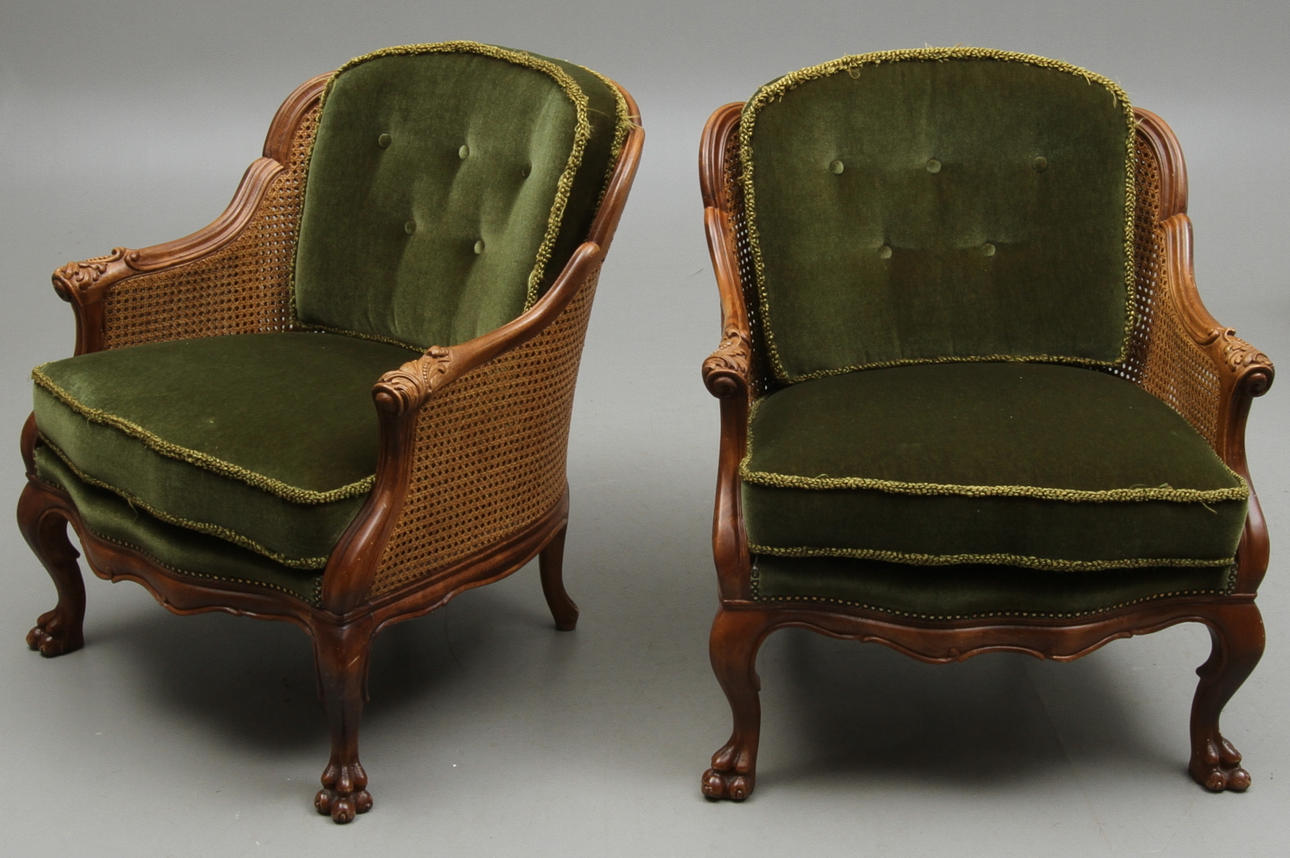 FÅTÖLJER 1 par, rotting, 1900-tal.