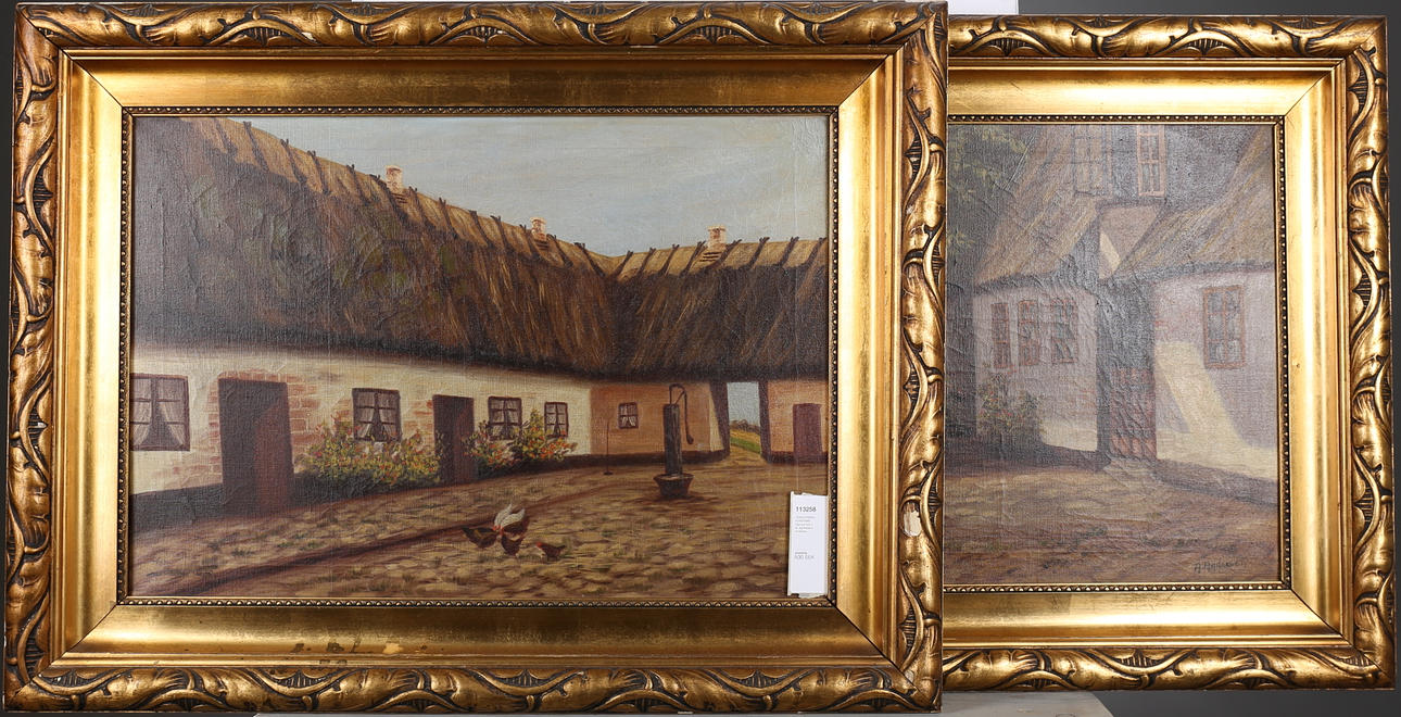 OIDENTIFIERAD KONSTNÄR. Olja på duk, 2 st, signerade A. Andersen.