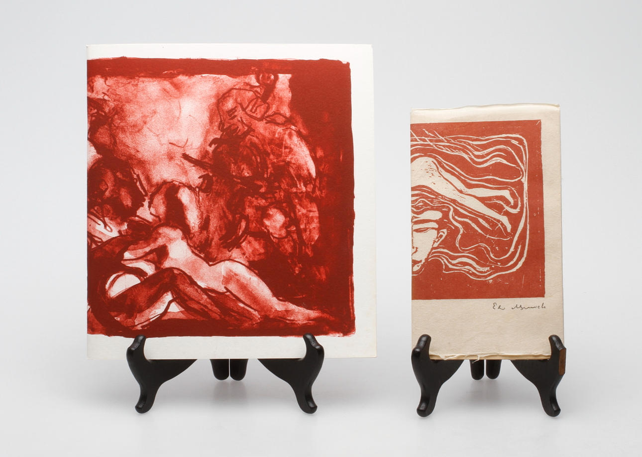 KONSTLITTERATUR med omslag i grafik. Edward Munch och Peter Dahl.