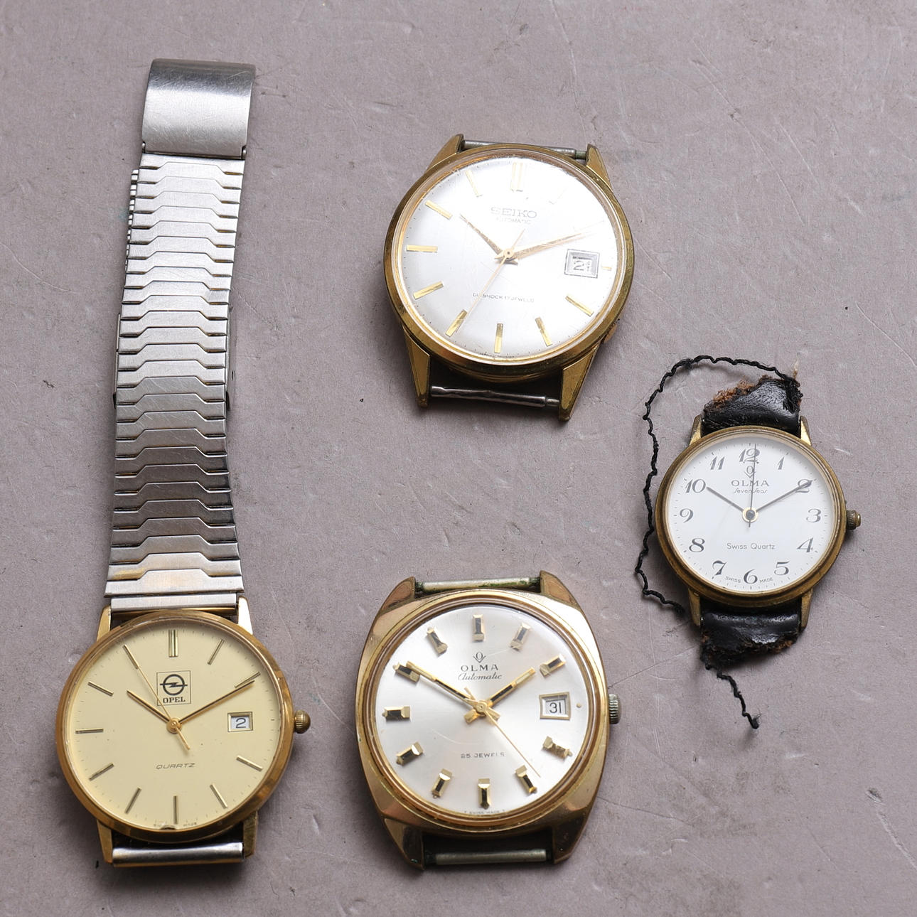 ARMBANDUHR, 4 Stück, Seiko, Olma, Opel.