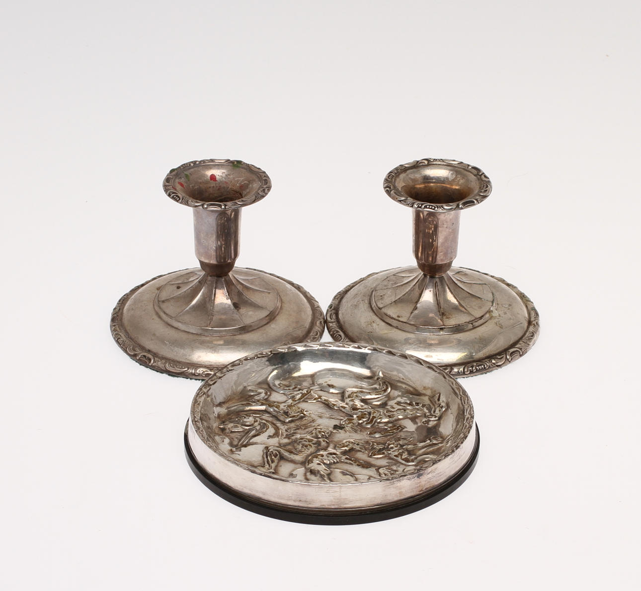 ASKFAT, LJUSSTAKAR, 1 par, silver, 1900-tal.