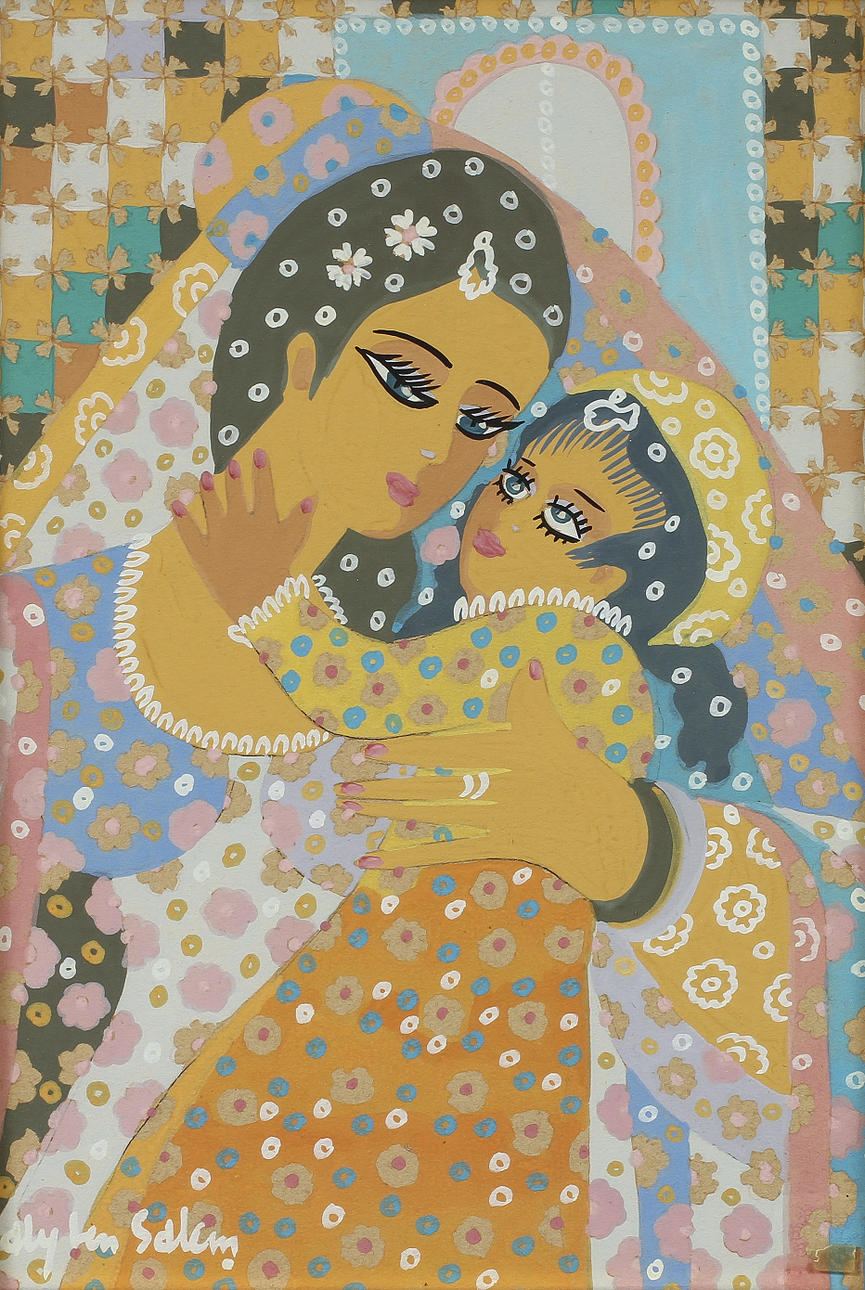 ALY BEN SALEM. Gouache på pappannå, signerad.