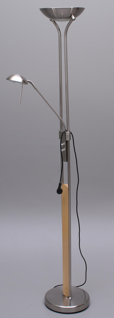 GOLVARMATUR, Up-Light med läslampa, metall/trä.