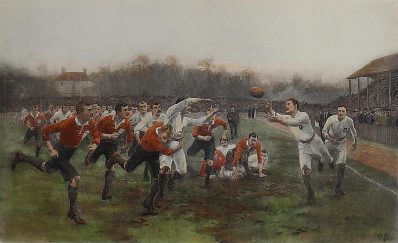 AFTER W.B WOLLEN. A RUGBY MATCH, 1895.