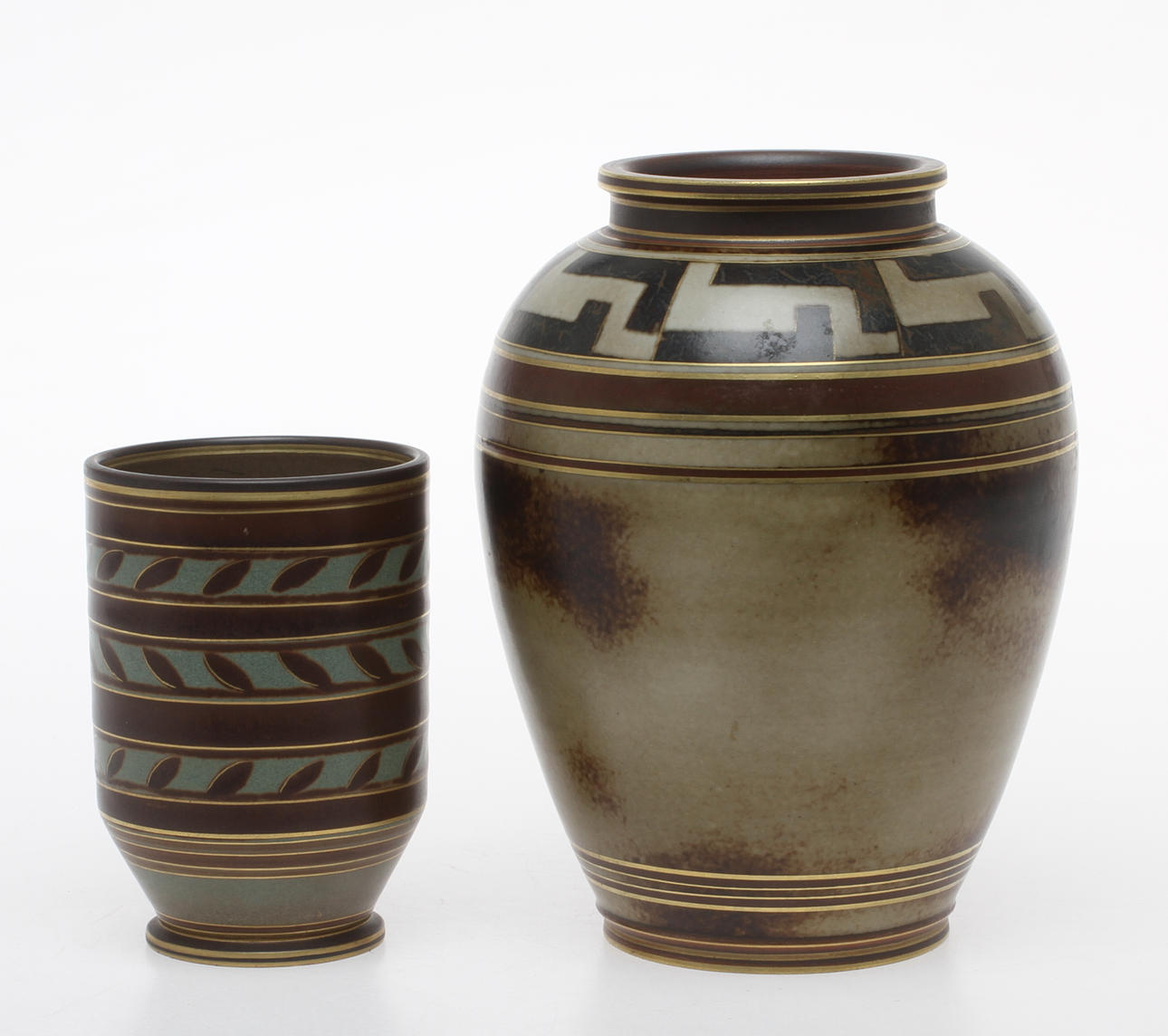 VASER 2 st, stengods, "Flambe" modell Gunnar Nylund, ALP Lidköping.