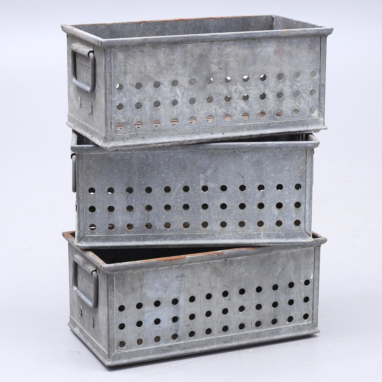 BLOMLÅDOR, 3 st, zink.