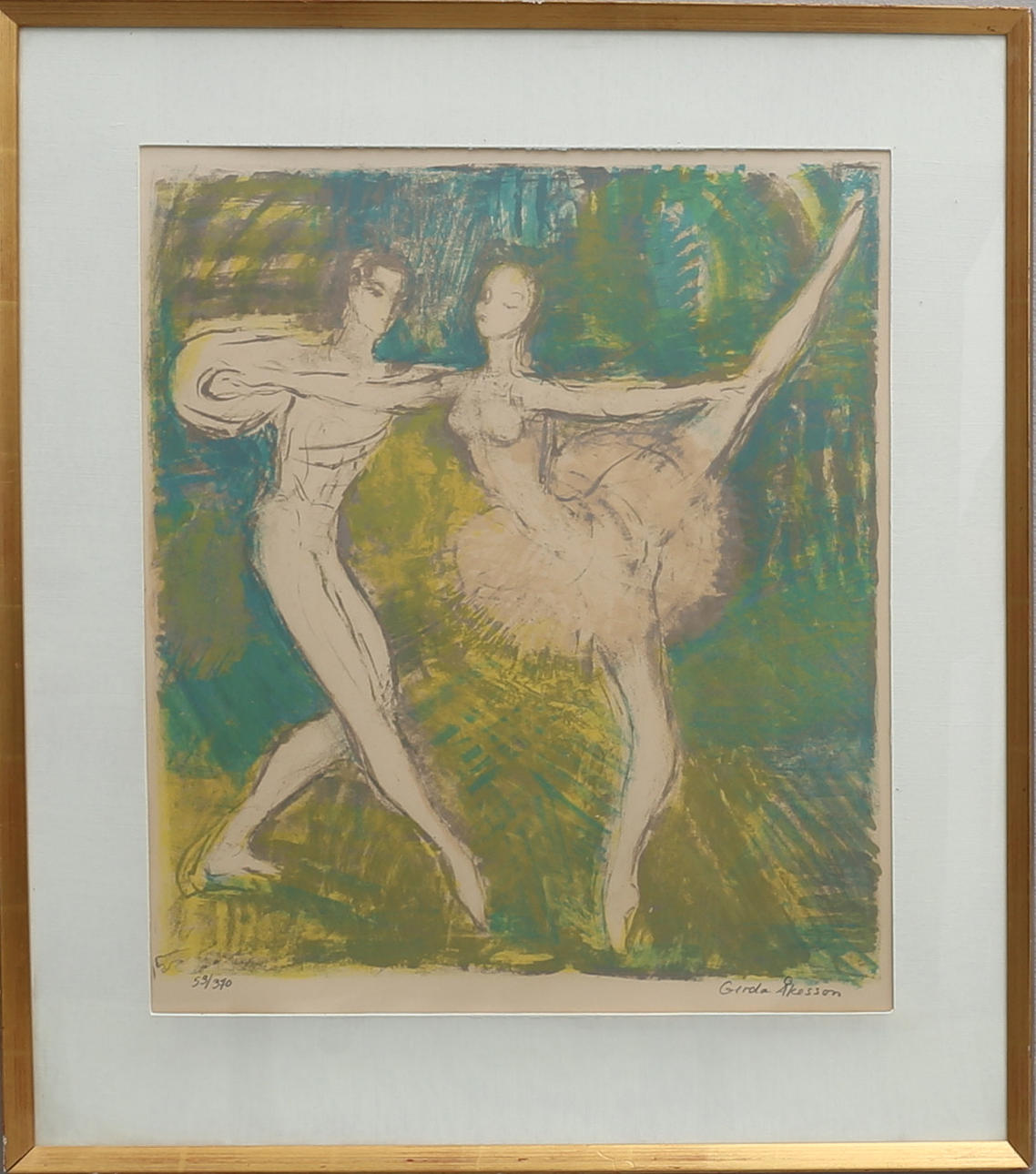 GERDA ÅKESON. FIGURSCENE MED BALLETDANSERE.