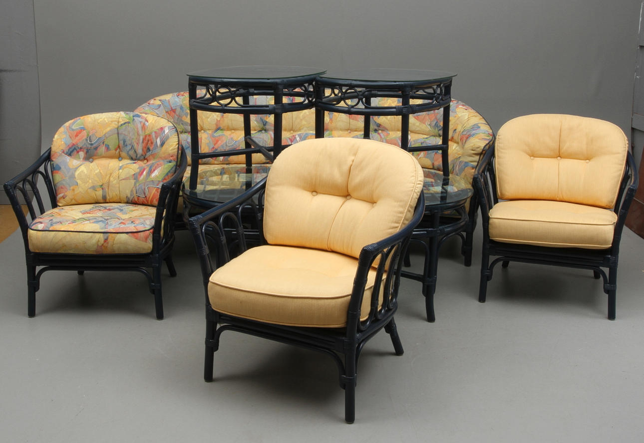 SOFFGRUPP, 7 delar, rotting, Bejra möbler Tibro, 19/2000-tal.