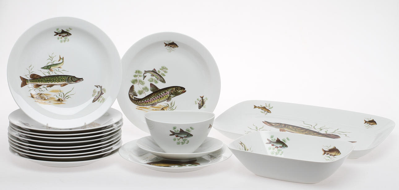 SERVISDELAR 15 st, Rörstrand, 1900-tal.