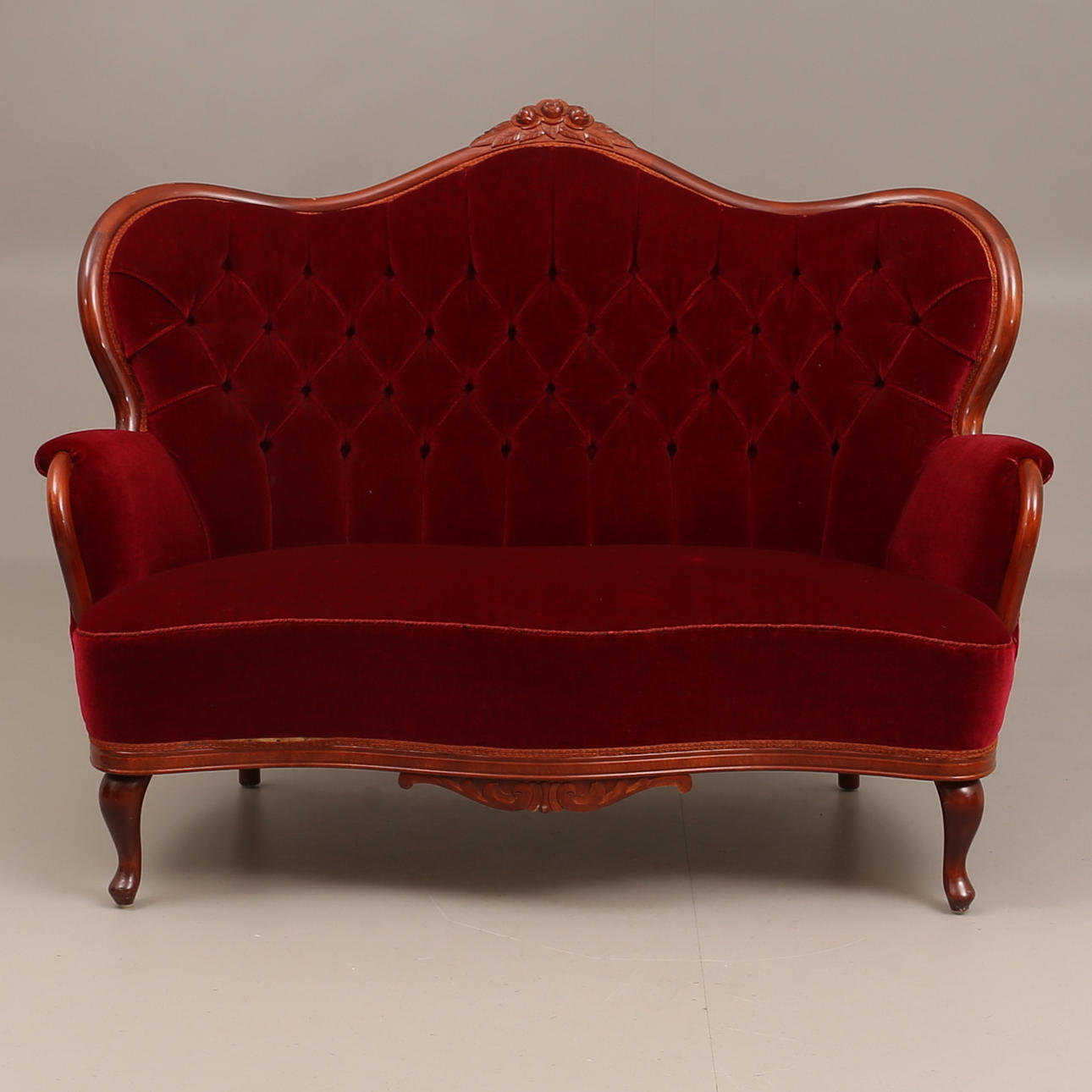 SOFA, plush, rococo style, first half of the 20th century.
