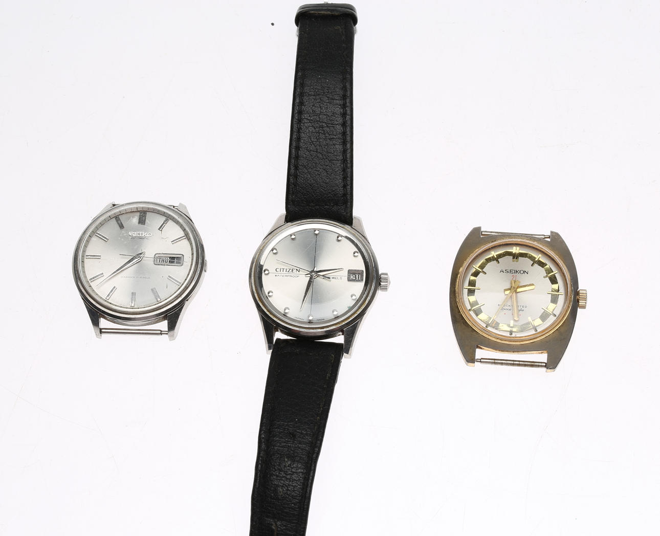 HERRENARMBÄNDER, 3 Stück, Citizen, Aseikon, Seiko.