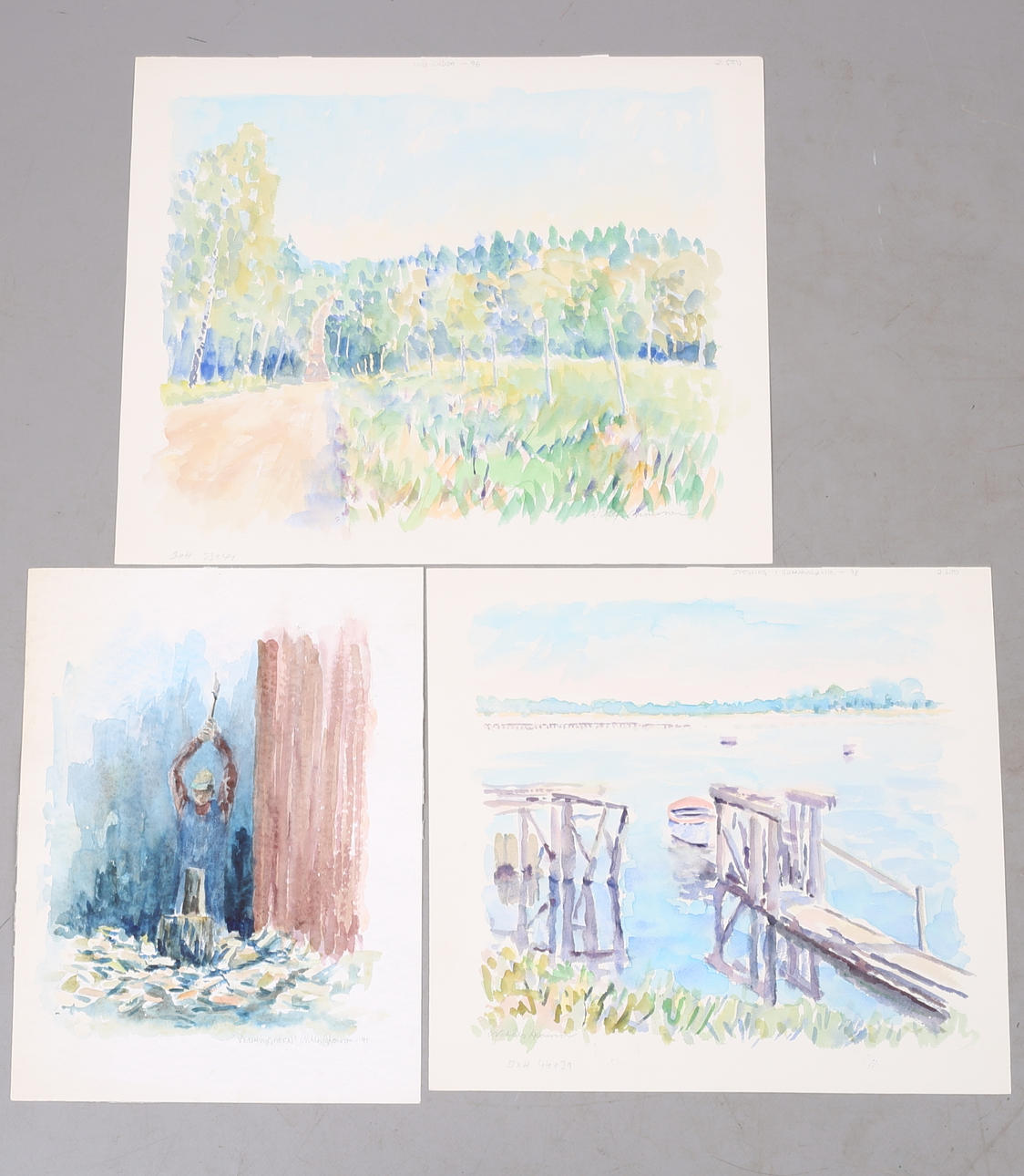 NIKLAS ARONSSON. 3 st, akvarell, signerade.