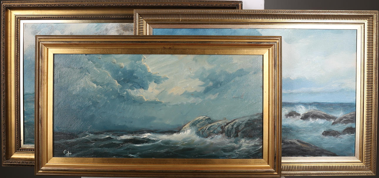 GÖSTA HARRY HILDING (3), Gottskär, Solviken och Smögen, olja på duk, signerade.