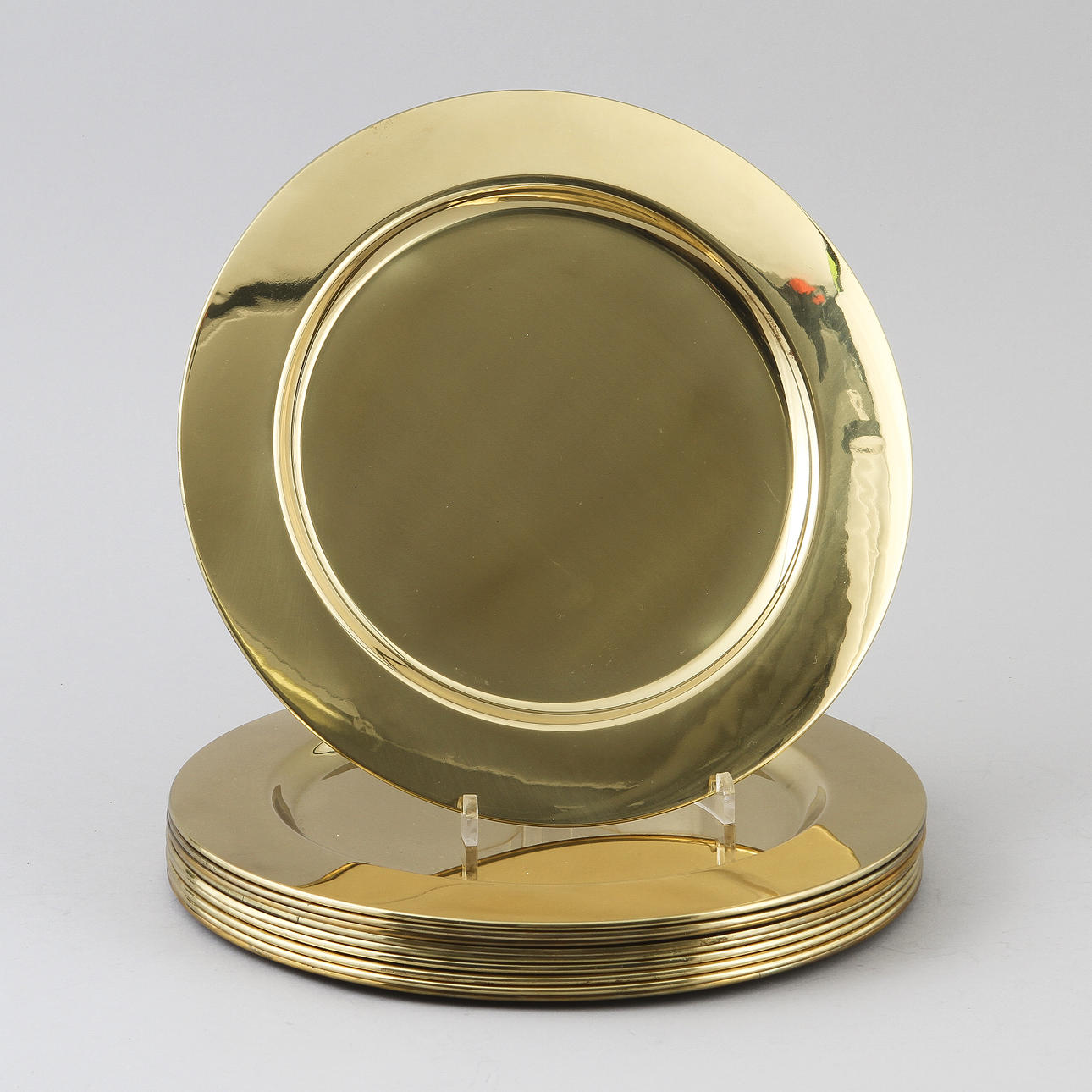 TALLRIKSUNDERLÄGG, 10 st, gulmetall.