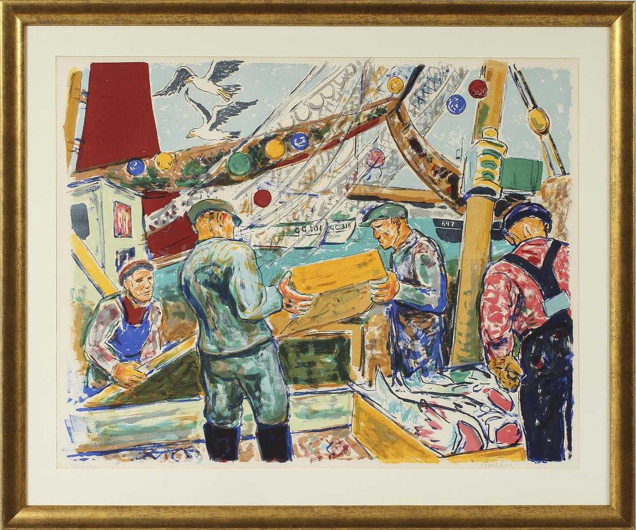 ALBIN AMELIN. Färglitografi, signerad och numrerad 108/310.